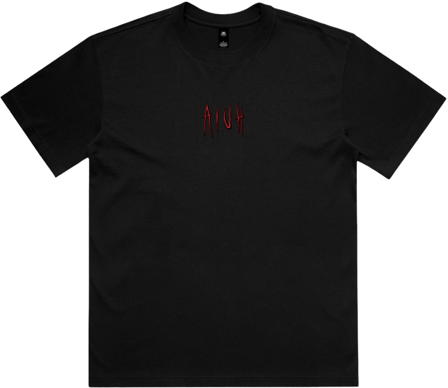 AIUH HEAVY WEIGHT BLACK WITH RED EMBROIDERY TEE