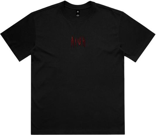 AIUH HEAVY WEIGHT BLACK WITH RED EMBROIDERY TEE